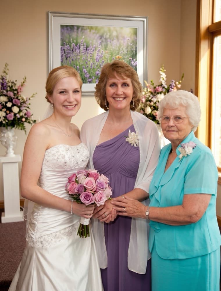 The three of us together at my wedding, years earlier.